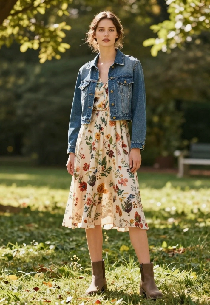 18 Casual Streetwear Outfit Ideas for Women That Are Instagram-Ready (#5 Is a Must-See!) - 3. Denim Jacket Over a Midi Dress 1