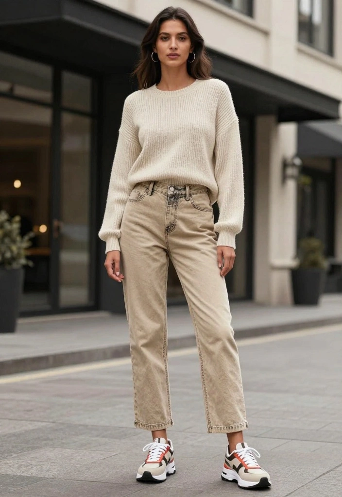 18 Casual Streetwear Outfit Ideas for Women That Are Instagram-Ready (#5 Is a Must-See!) - 5. Monochrome Look with Statement Sneakers 1