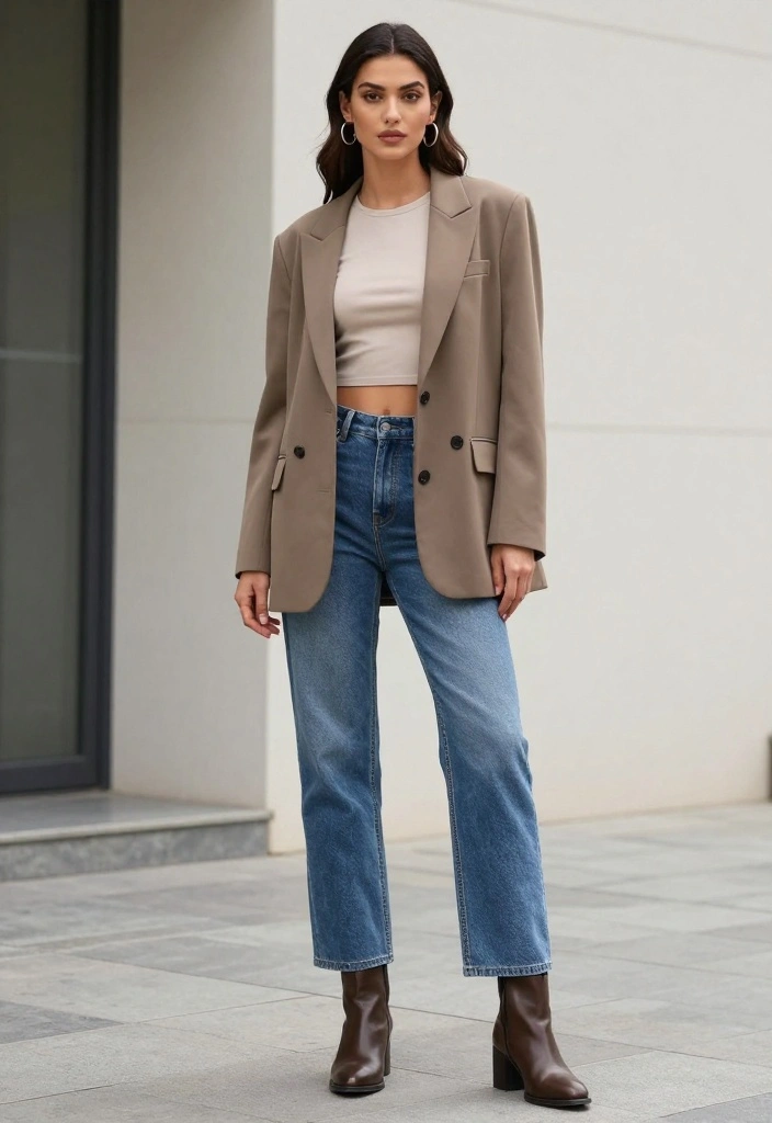 18 Casual Streetwear Outfit Ideas for Women That Are Instagram-Ready (#5 Is a Must-See!) - 6. Layered Crop Top with Oversized Blazer 1