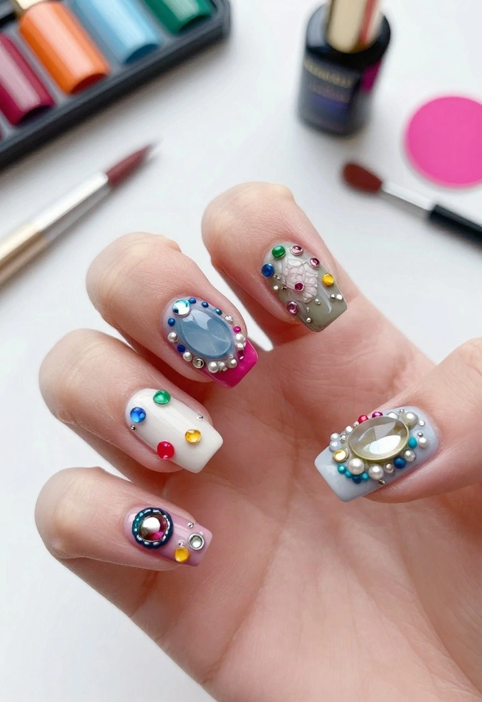 18 Colorful Funky Nail Designs You Have to Try This Season (Warning: #10 Is Addictive!) - 15. 3D Elements 1
