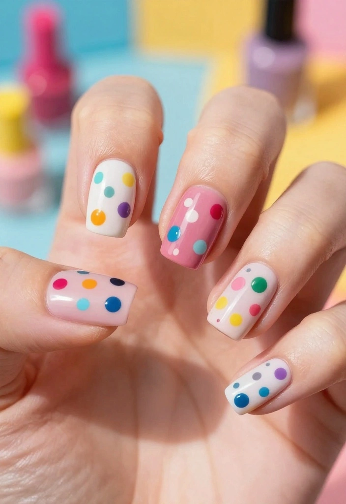 18 Colorful Funky Nail Designs You Have to Try This Season (Warning: #10 Is Addictive!) - 17. Fun Dots 1