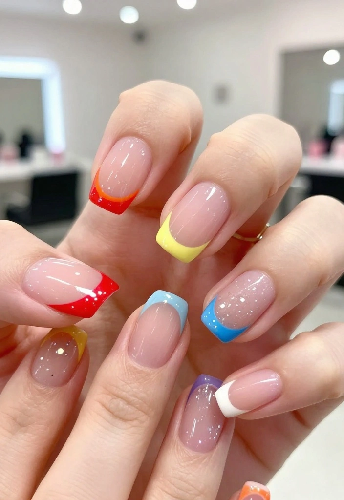 18 Colorful Funky Nail Designs You Have to Try This Season (Warning: #10 Is Addictive!) - 4. Funky French Tips 1