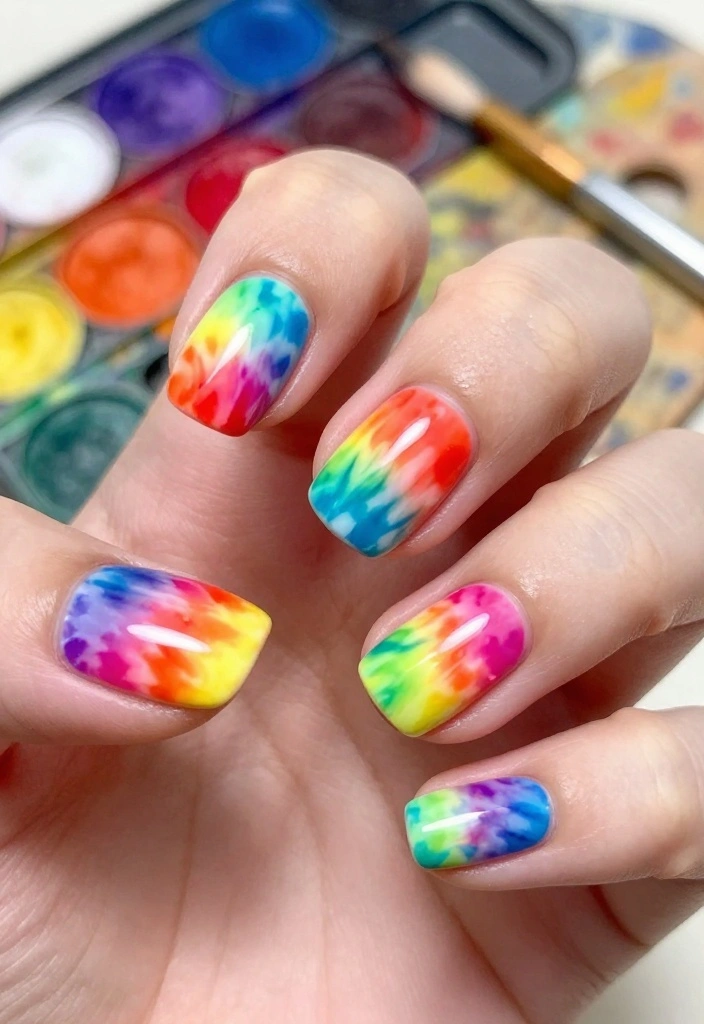18 Colorful Funky Nail Designs You Have to Try This Season (Warning: #10 Is Addictive!) - 5. Tie-Dye Fun 1