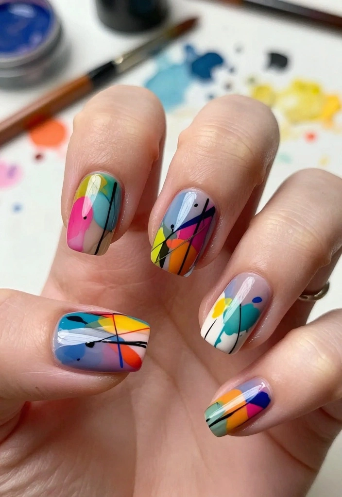 18 Colorful Funky Nail Designs You Have to Try This Season (Warning: #10 Is Addictive!) - 6. Abstract Art 1