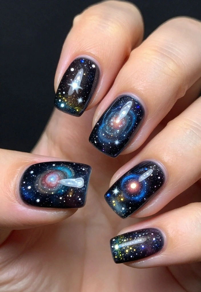 18 Colorful Funky Nail Designs You Have to Try This Season (Warning: #10 Is Addictive!) - 7. Cosmic Nails 1