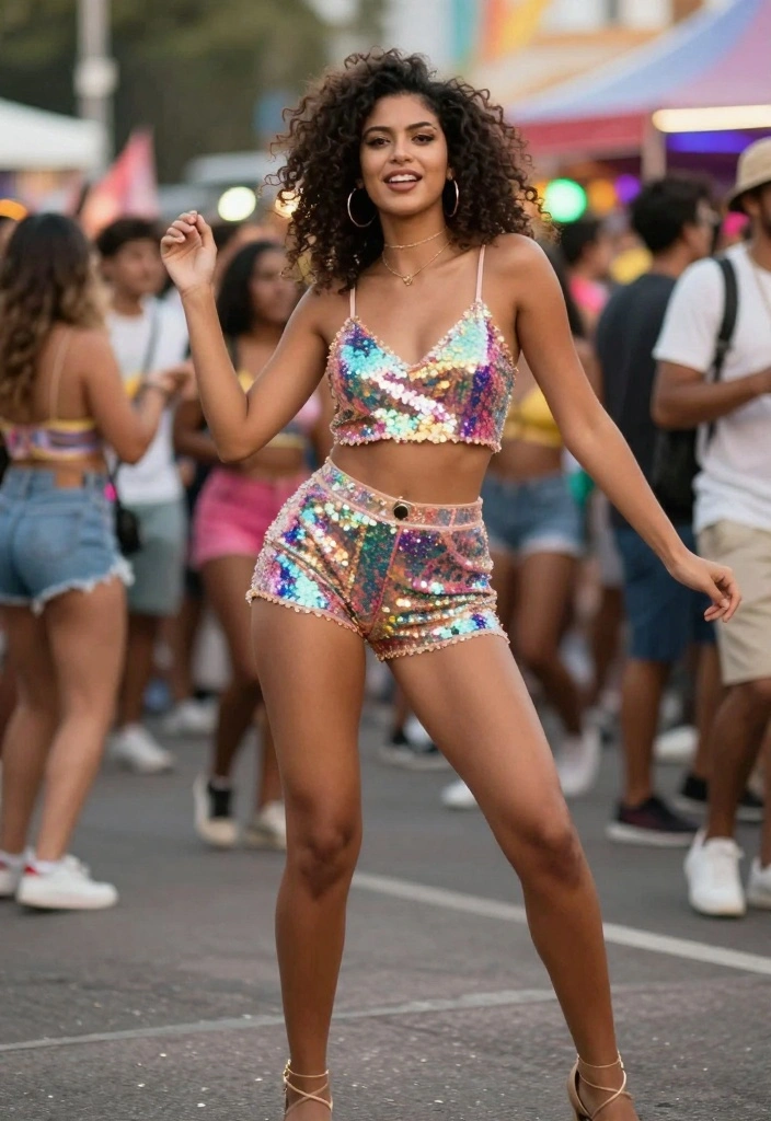 18 DIY Festival Outfits for Women That Are So Easy, You'll Want to Make Them All! - 15. Shimmery Sequined Shorts 1