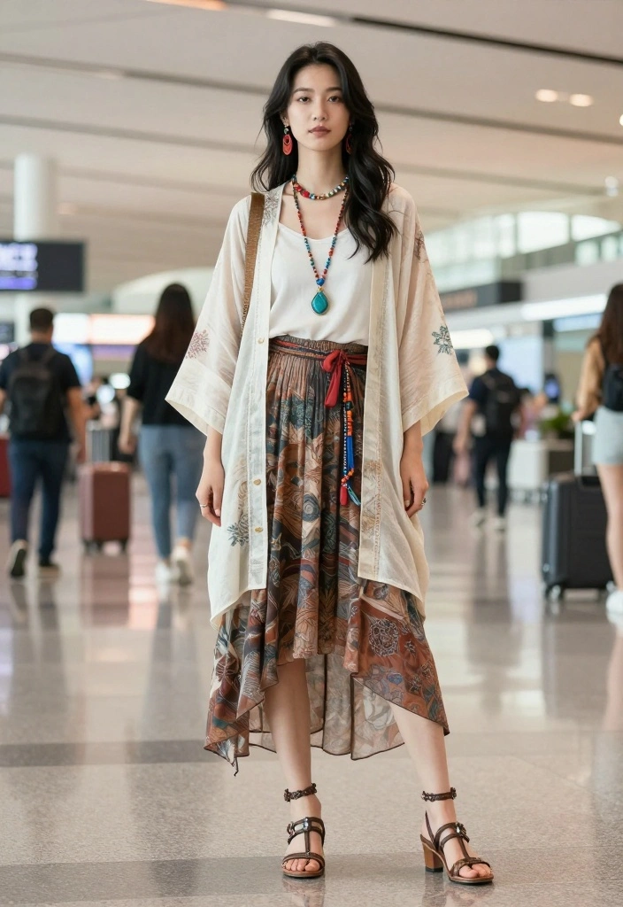 18 Effortless Airport Outfit Ideas for Women That Will Make You the Envy of Fellow Travelers! - 16. Effortless Boho Vibes 1