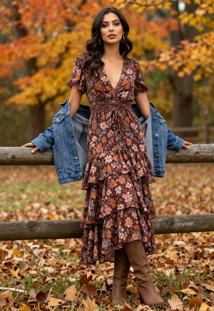 18 Fall Outfit Ideas for Curvy Women That Will Keep You Cozy and Stylish! - 2. Layered Maxi Dress & Denim Jacket 1