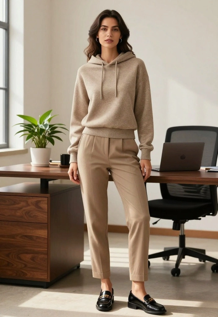 18 Fall Outfit Ideas for Curvy Women That Will Keep You Cozy and Stylish! - 5. Cozy Hoodie & Tailored Trousers 1