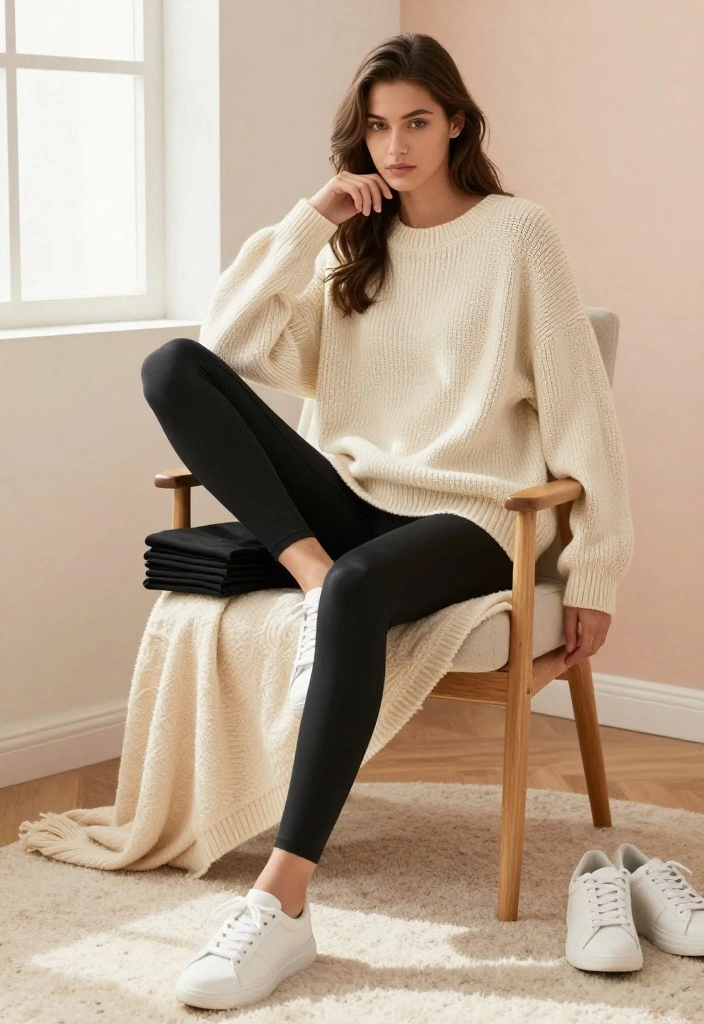 18 Minimalist Chill Day Outfit Ideas for Effortless Elegance! - 1. Effortless Oversized Sweater and Leggings 1