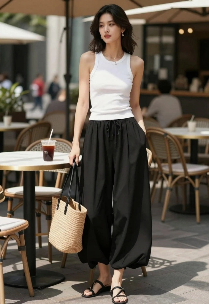 18 Minimalist Chill Day Outfit Ideas for Effortless Elegance! - 4. Simple Tank Top and Palazzo Pants 1