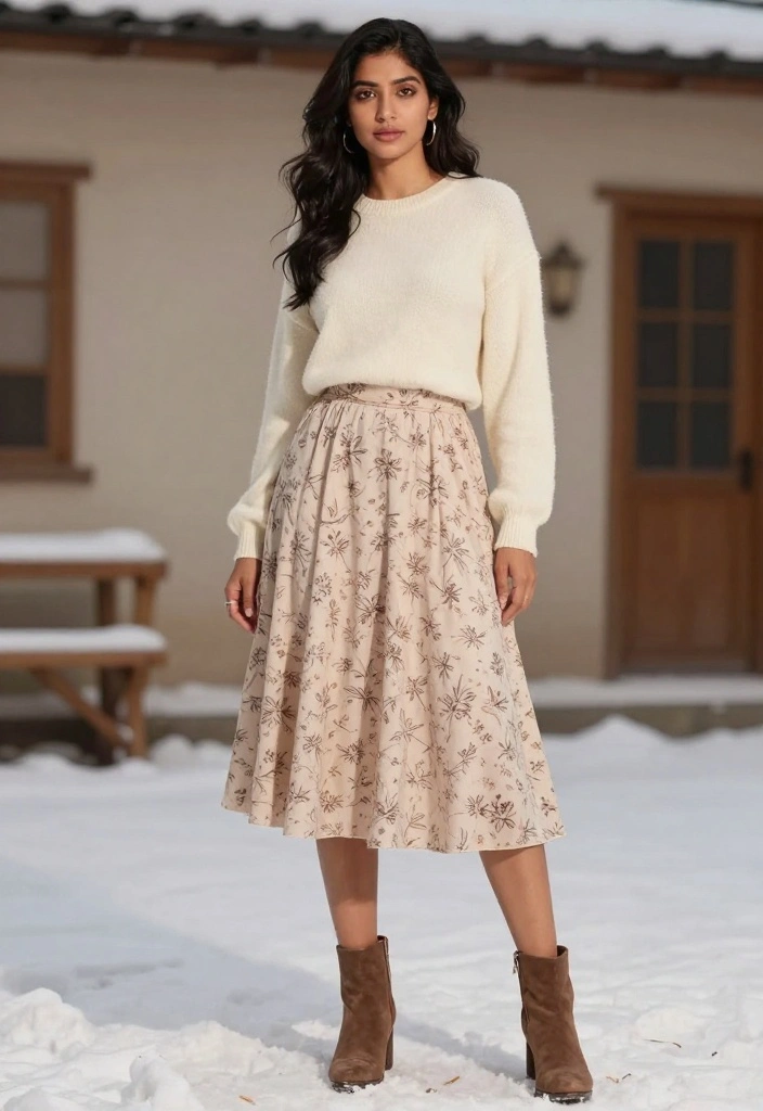 18 Must-Have Cold Weather Outfits for Women That’ll Make You the Style Queen of Winter! - 14. Romantic Midi Skirts 1