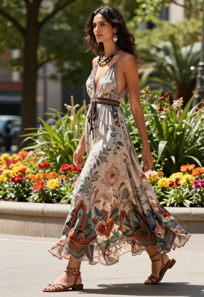 18 Must-Have Downtown Outfit Ideas for Women (Trendsetters Will Love #5!) - 8. Bohemian Maxi Dress 1