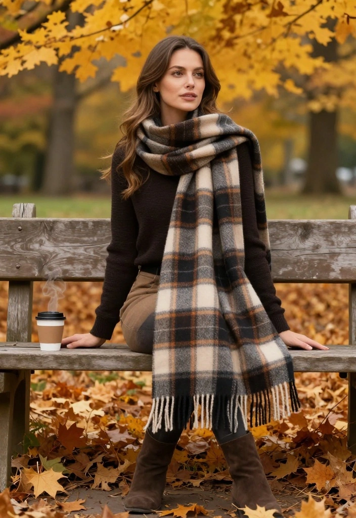 18 Must-Have Warm Fall Outfits That Are Both Comfy and Chic! - 6. Classic Plaid Scarf 1