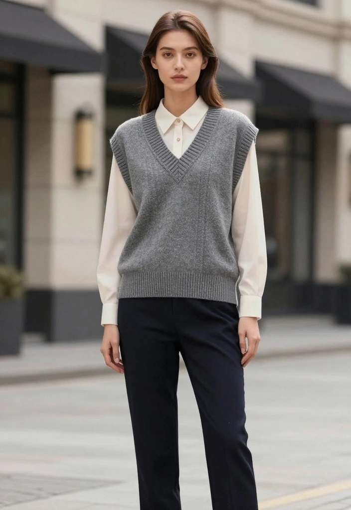 19 Comfy Casual Winter Outfits for Women That Are Perfect for Every Occasion! - 16. Elegant Blouse with Sweater Vest 1