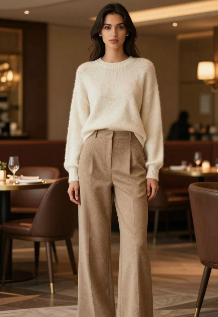19 Comfy Casual Winter Outfits for Women That Are Perfect for Every Occasion! - 18. Cashmere Sweater and Wide-Leg Pants 1