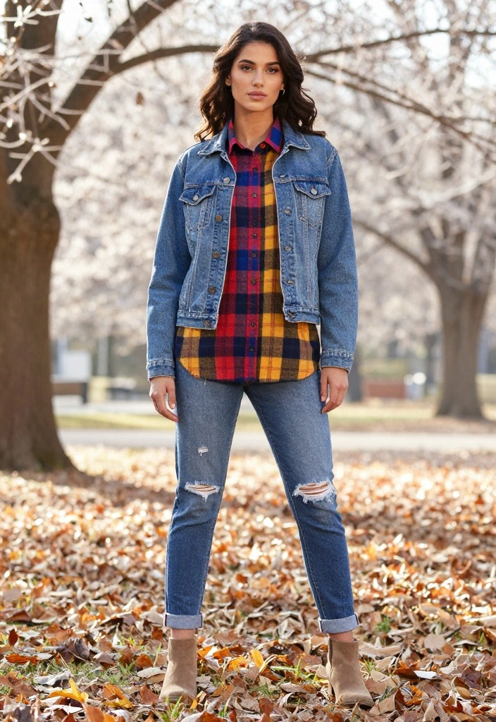 19 Comfy Casual Winter Outfits for Women That Are Perfect for Every Occasion! - 4. Flannel Shirt and Distressed Jeans 1