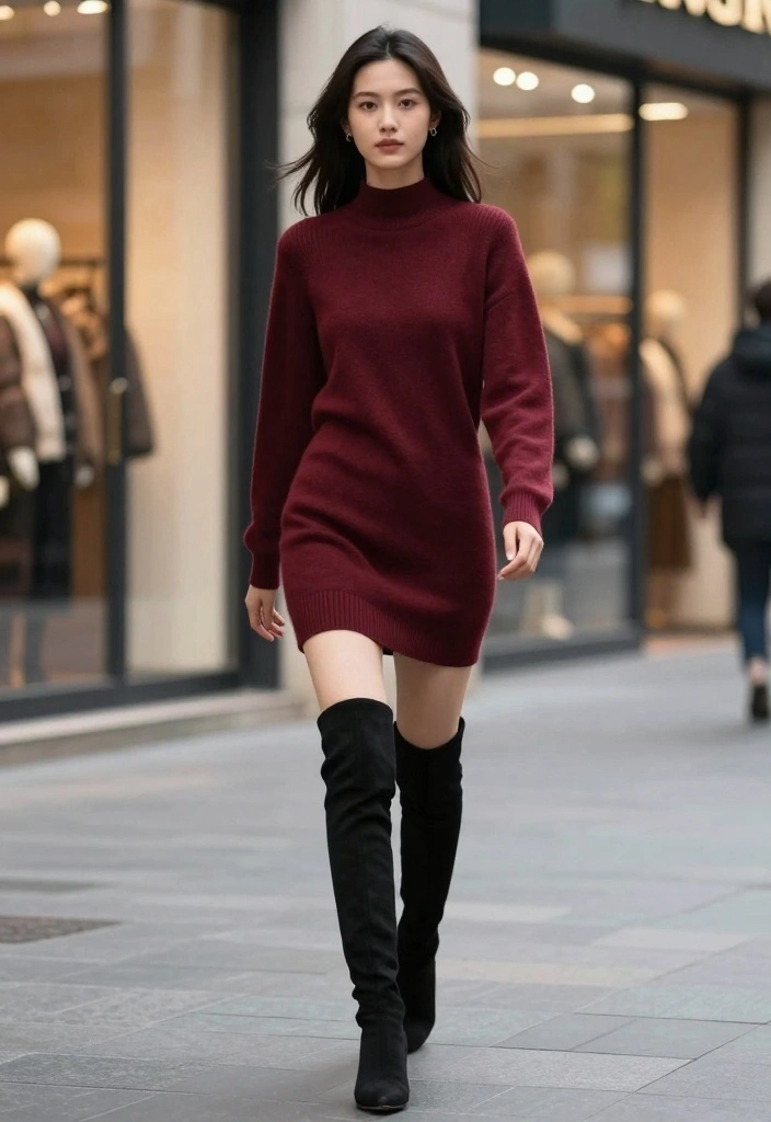 19 Comfy Casual Winter Outfits for Women That Are Perfect for Every Occasion! - 5. Monochrome Sweater Dress 1