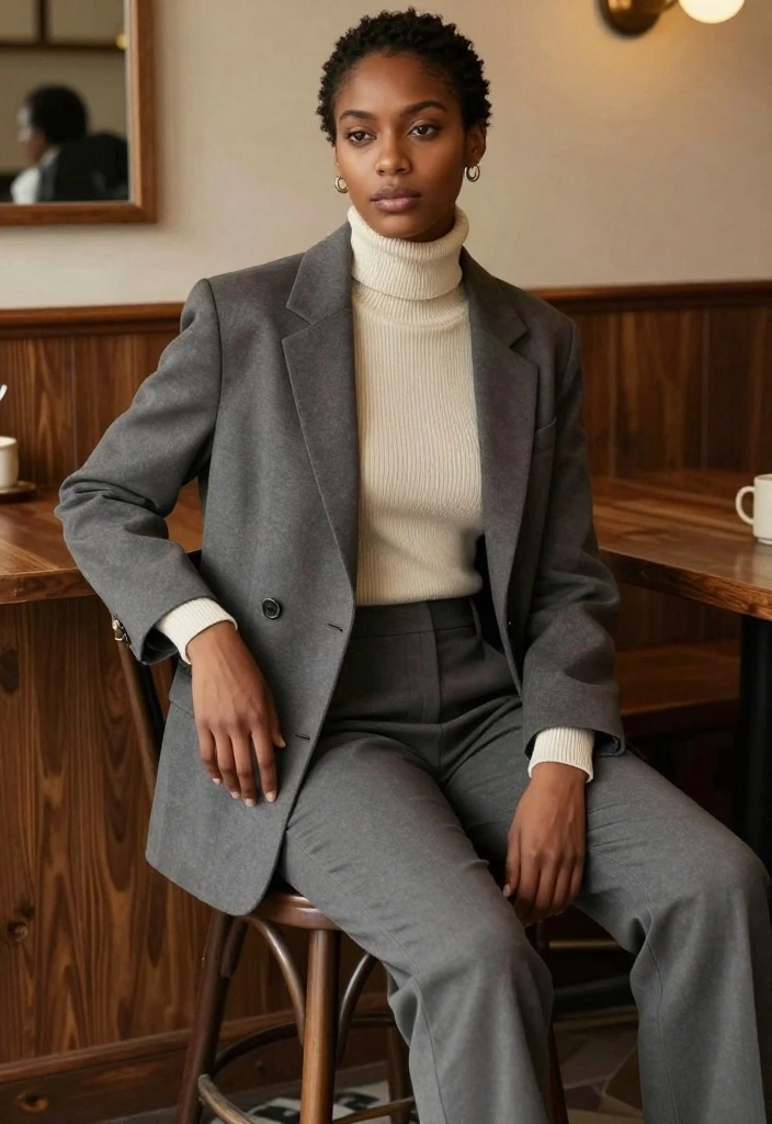 19 Comfy Casual Winter Outfits for Women That Are Perfect for Every Occasion! - 8. Layered Turtleneck with a Casual Blazer 1