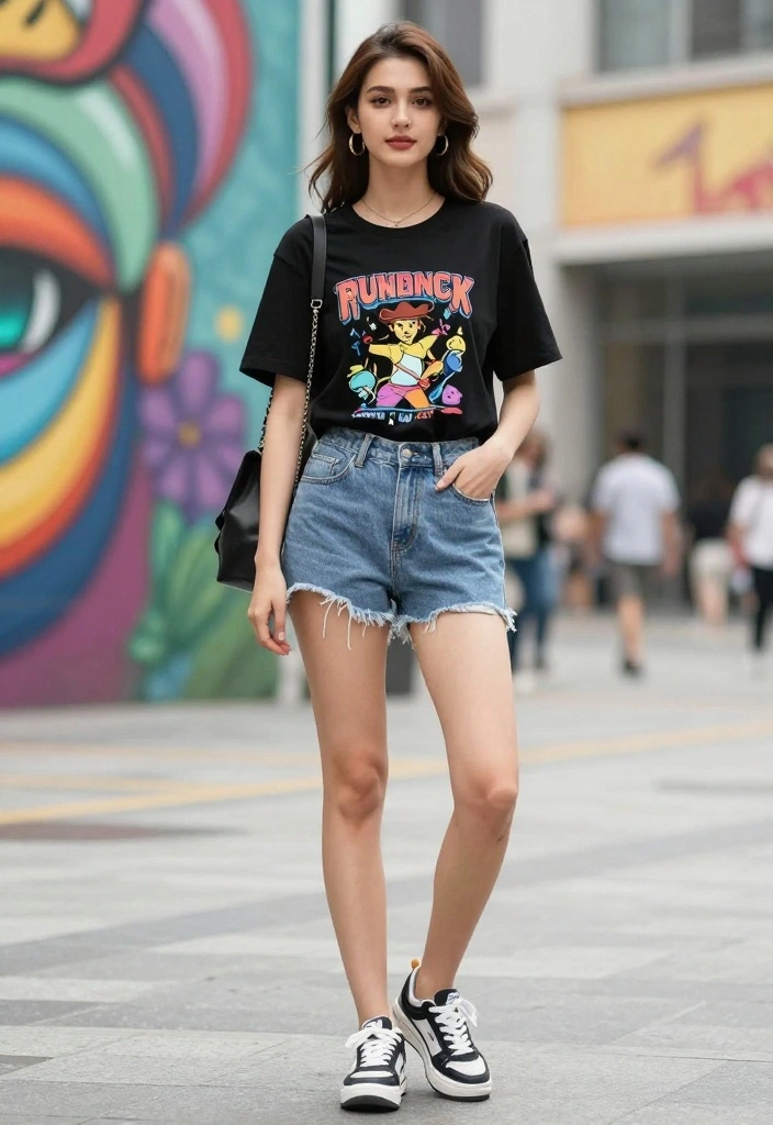 19 Outfit Inspo Ideas for a Casual Chic Summer You'll Fall in Love With! - 7. Cool Graphic Tees with Summer Bottoms 1