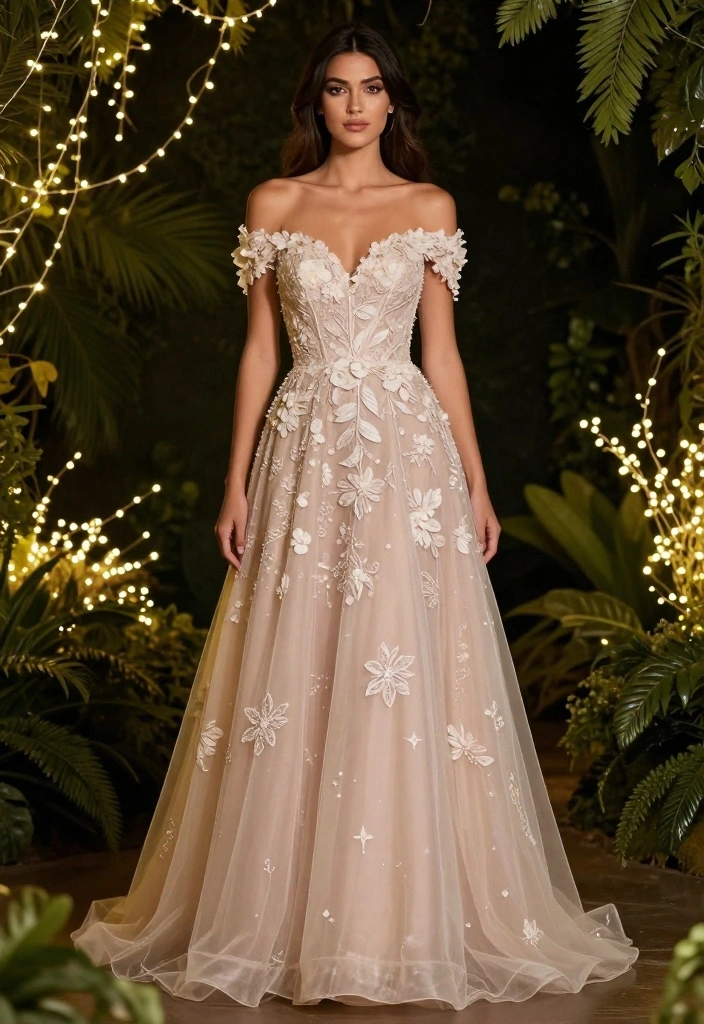 19 Women's Elegant Attire Ideas That Will Make You Feel Like Royalty! - 10. Ethereal Off-the-Shoulder Gown 1