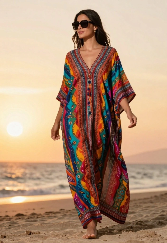 20 Chic Beach Outfit Ideas to Elevate Your Summer Style (Don't Miss #5!) - 11. Colorful Caftan 1