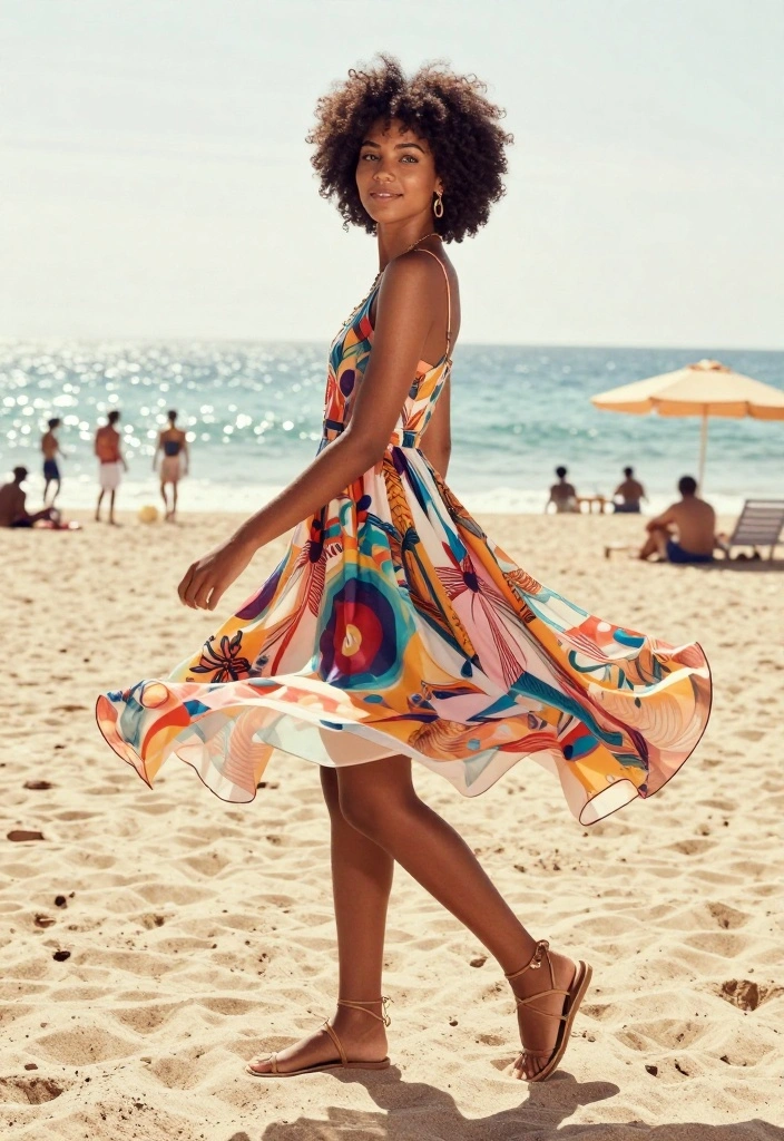 20 Chic Beach Outfit Ideas to Elevate Your Summer Style (Don't Miss #5!) - 7. Strappy Sandals with a Flowy Skirt 1