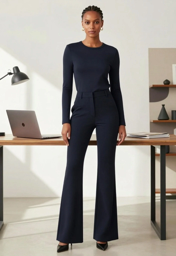 20 Chic Business Casual Outfit Ideas for Women (You Won't Believe #7!) - 13. Flared Pants & Solid Top 1