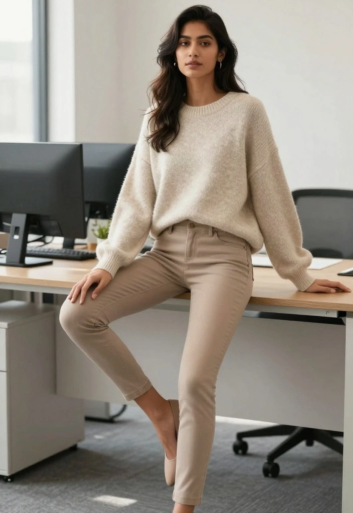 20 Chic Business Casual Outfit Ideas for Women (You Won't Believe #7!) - 18. Stylish Oversized Sweater & Slim Pants 1