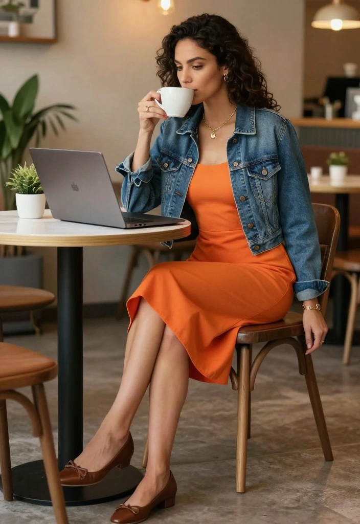 20 Chic Business Casual Outfit Ideas for Women (You Won't Believe #7!) - 5. Denim Jacket & Shift Dress 1