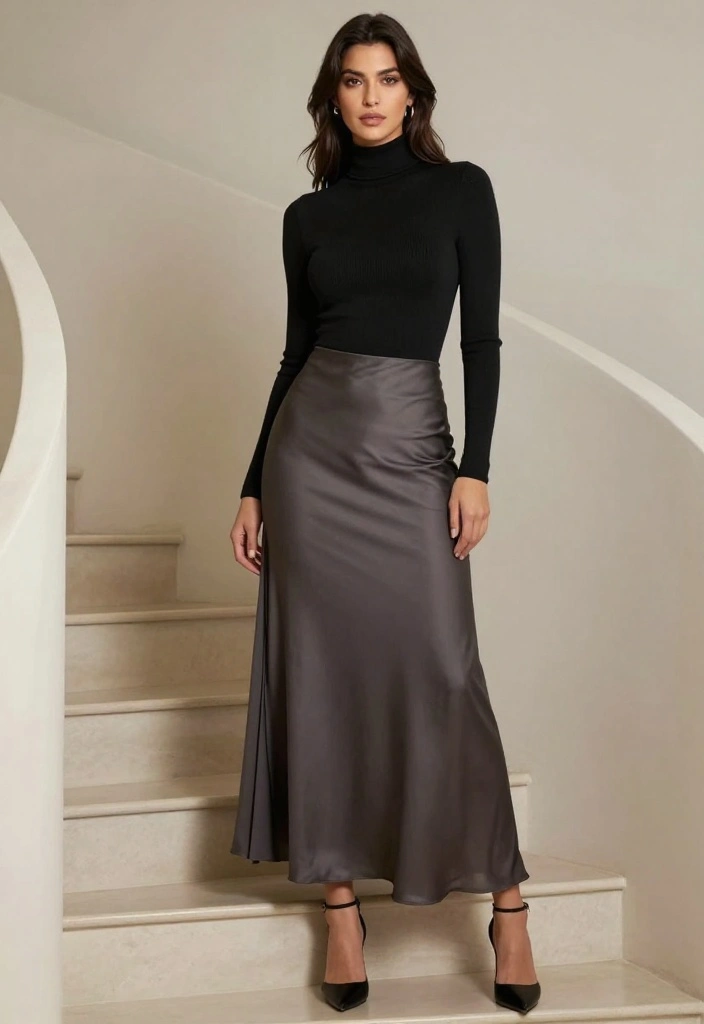20 Chic Classy Aesthetic Outfit Ideas You Need to See (Warning: #11 Is a Showstopper!) - 14. Layered Turtleneck and Slip Skirt 1