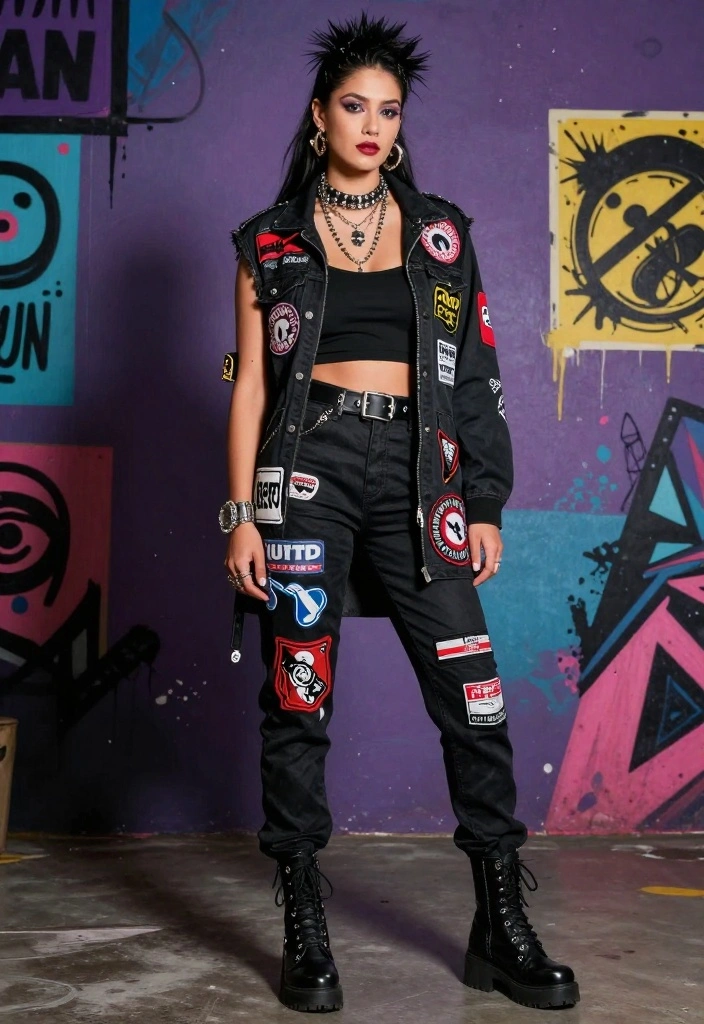 20 Punk Outfit Ideas That Will Turn Heads Everywhere You Go (Warning: #9 Is Bold!) - 14. Patches Galore 1