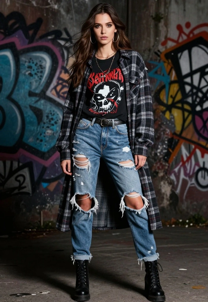 20 Punk Outfit Ideas That Will Turn Heads Everywhere You Go (Warning: #9 Is Bold!) - 9. Grunge-Inspired Layered Look 1