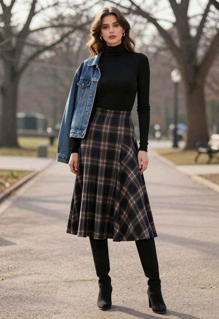 20 Stylish Winter Outfits for Women That Prove Comfort Can Be Chic! - 2. Layered Turtleneck and Midi Skirt 1