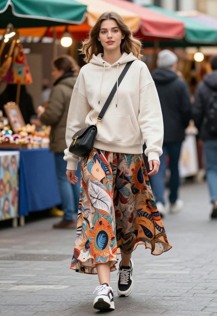 20 Stylish Winter Outfits for Women That Prove Comfort Can Be Chic! - 8. Stylish Hoodie with a Maxi Skirt 1