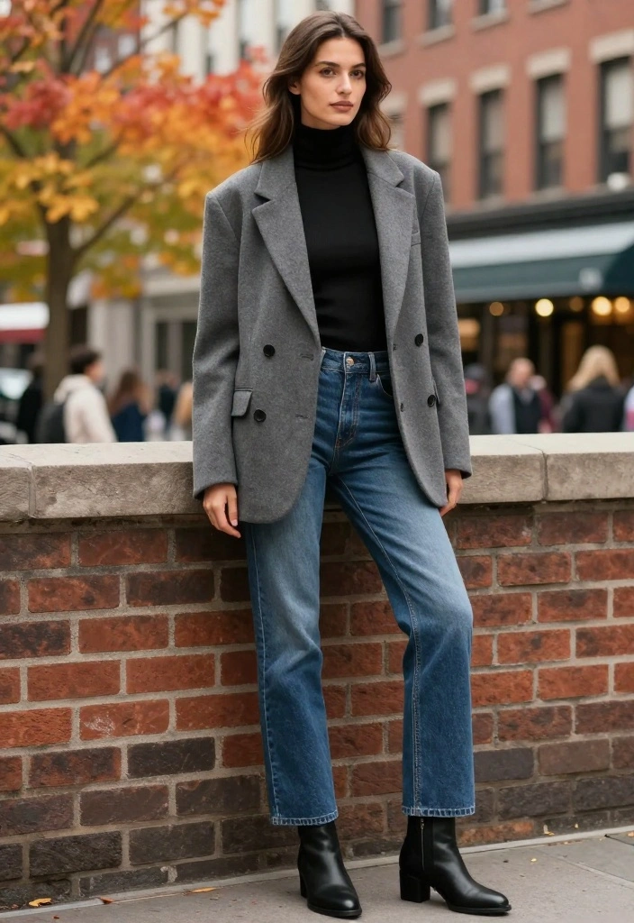 20 Trendy Cozy Fall Outfits for Women That Will Turn Heads This Autumn! - 17. Cozy Layers: Turtleneck & Oversized Blazer 1