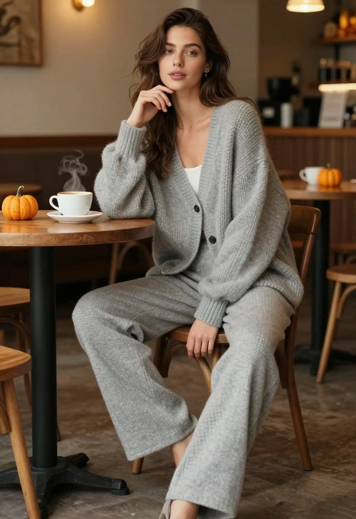 20 Trendy Cozy Fall Outfits for Women That Will Turn Heads This Autumn! - 3. Oversized Cardigan & Wide-Leg Trousers 1