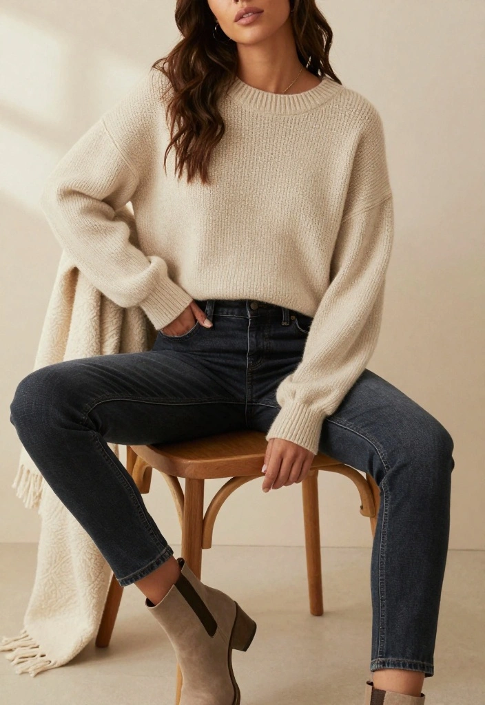 20 Trendy Modest Casual Outfits You Need in Your Wardrobe Right Now! - 1. Oversized Sweater and Slim Jeans 1