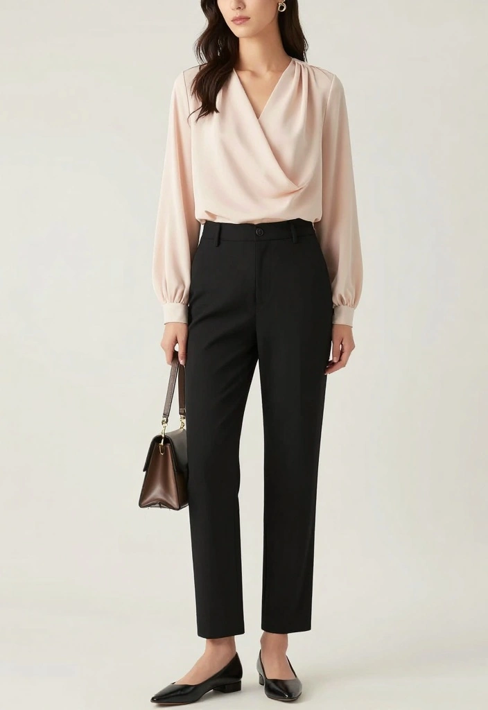 20 Trendy Modest Casual Outfits You Need in Your Wardrobe Right Now! - 11. Flowy Blouse with Straight-Leg Pants 1