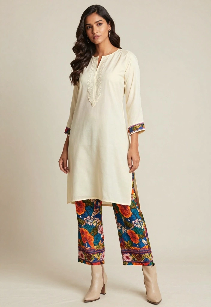 20 Trendy Modest Casual Outfits You Need in Your Wardrobe Right Now! - 19. Elegant Tunic with Printed Pants 1