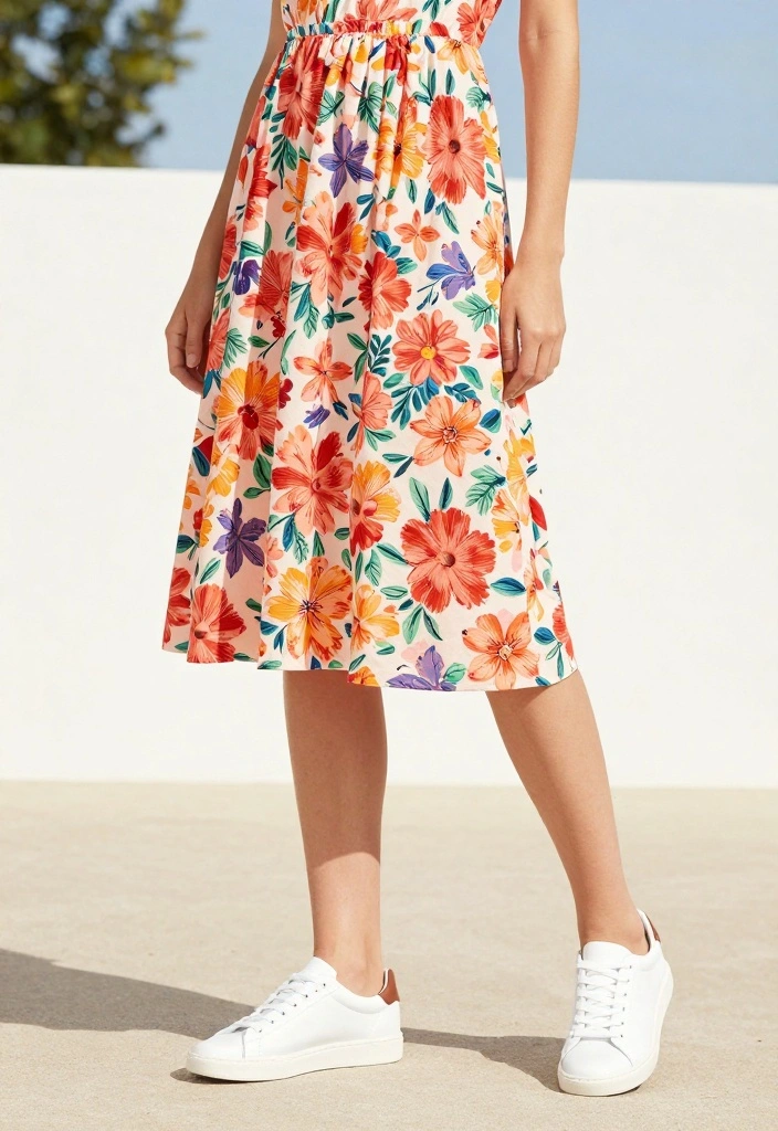 20 Trendy Modest Casual Outfits You Need in Your Wardrobe Right Now! - 20. Casual Summer Dress with Sneakers 1