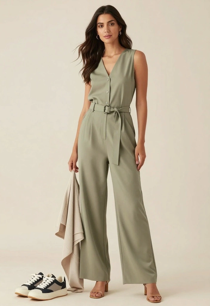 20 Trendy Modest Casual Outfits You Need in Your Wardrobe Right Now! - 7. Casual Jumpsuit with Belt 1