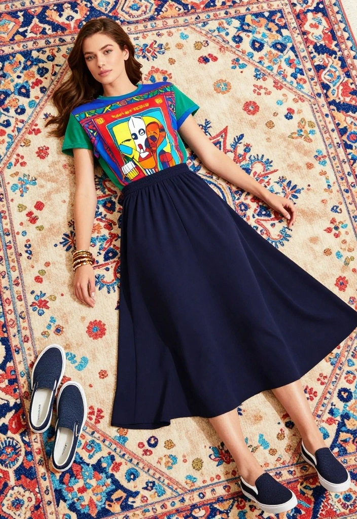 20 Trendy Modest Casual Outfits You Need in Your Wardrobe Right Now! - 8. Graphic Tee and Maxi Skirt 1