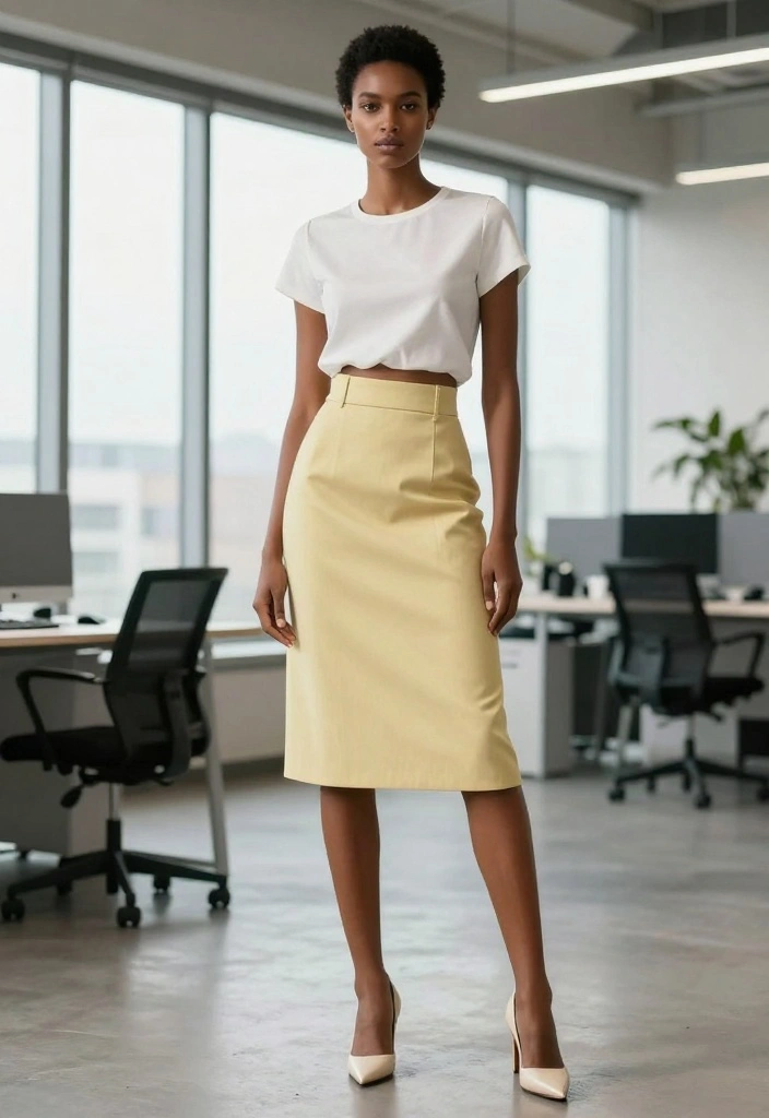 20 Trendy Spring Work Outfit Ideas for Women You Can't Miss! - 14. High-Waisted Skirt with a Cropped Top 1
