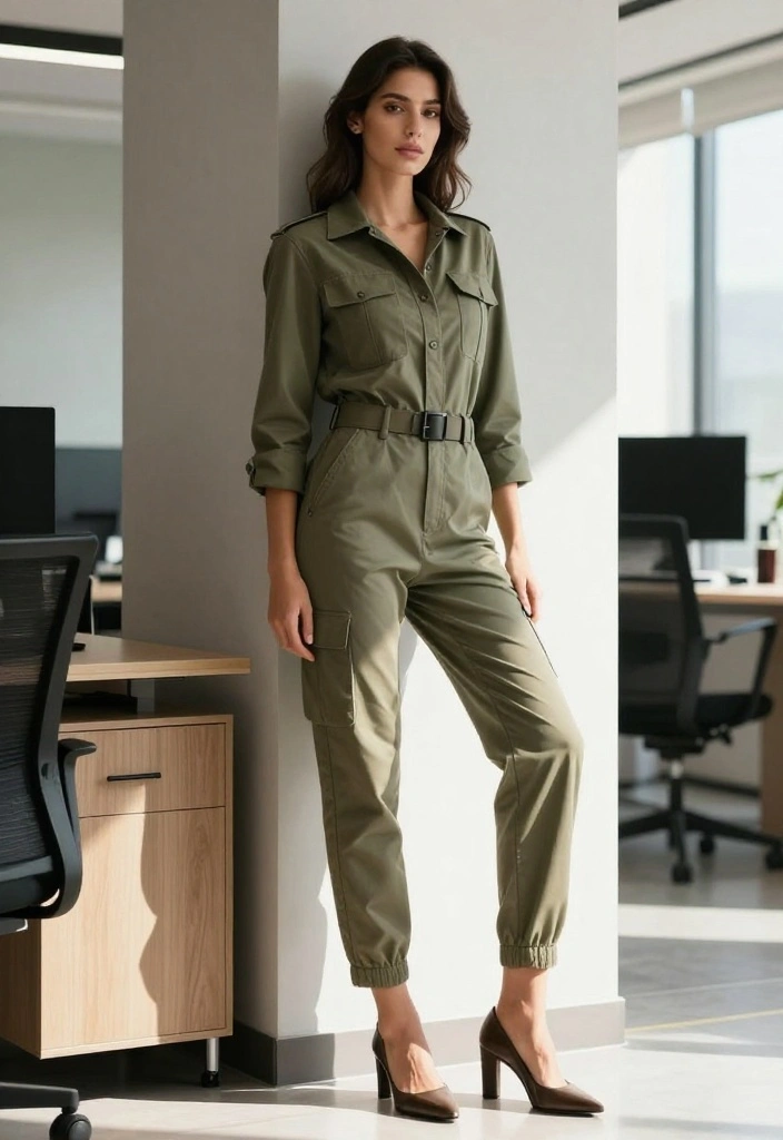20 Trendy Spring Work Outfit Ideas for Women You Can't Miss! - 17. Seasonal Chic with Utility Jumpsuits 1