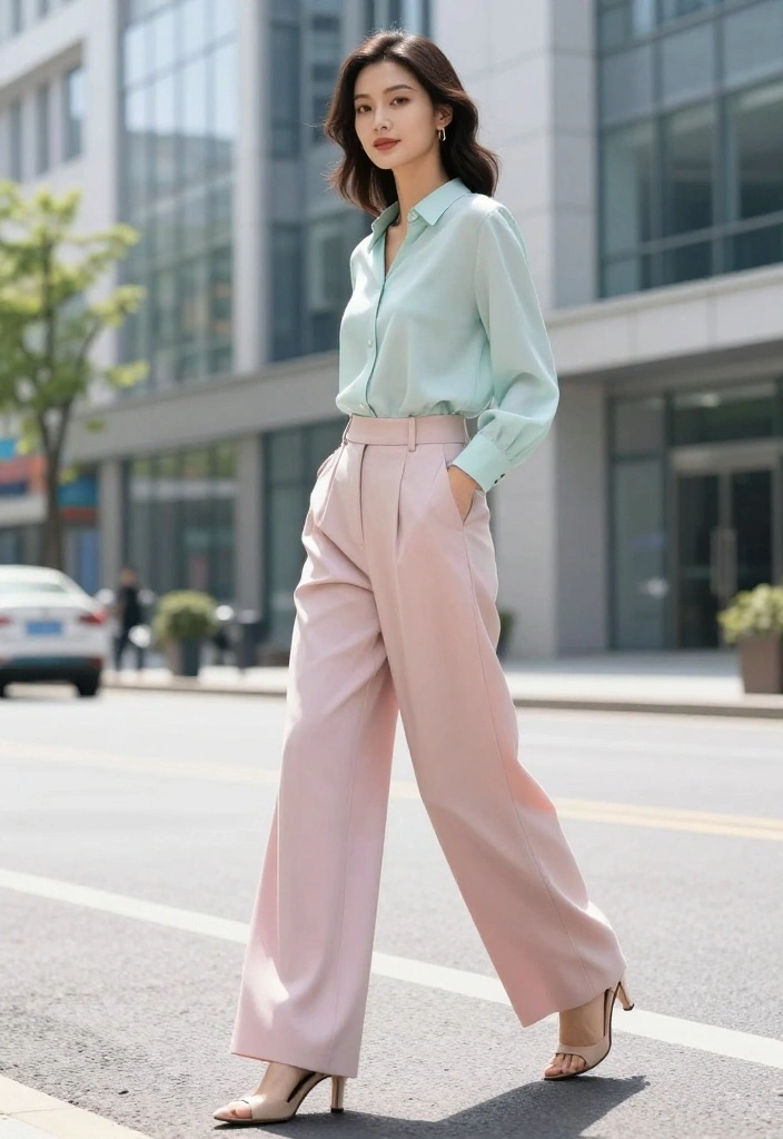 20 Trendy Spring Work Outfit Ideas for Women You Can't Miss! - 2. Tailored Wide-Leg Trousers and a Fitted Top 1