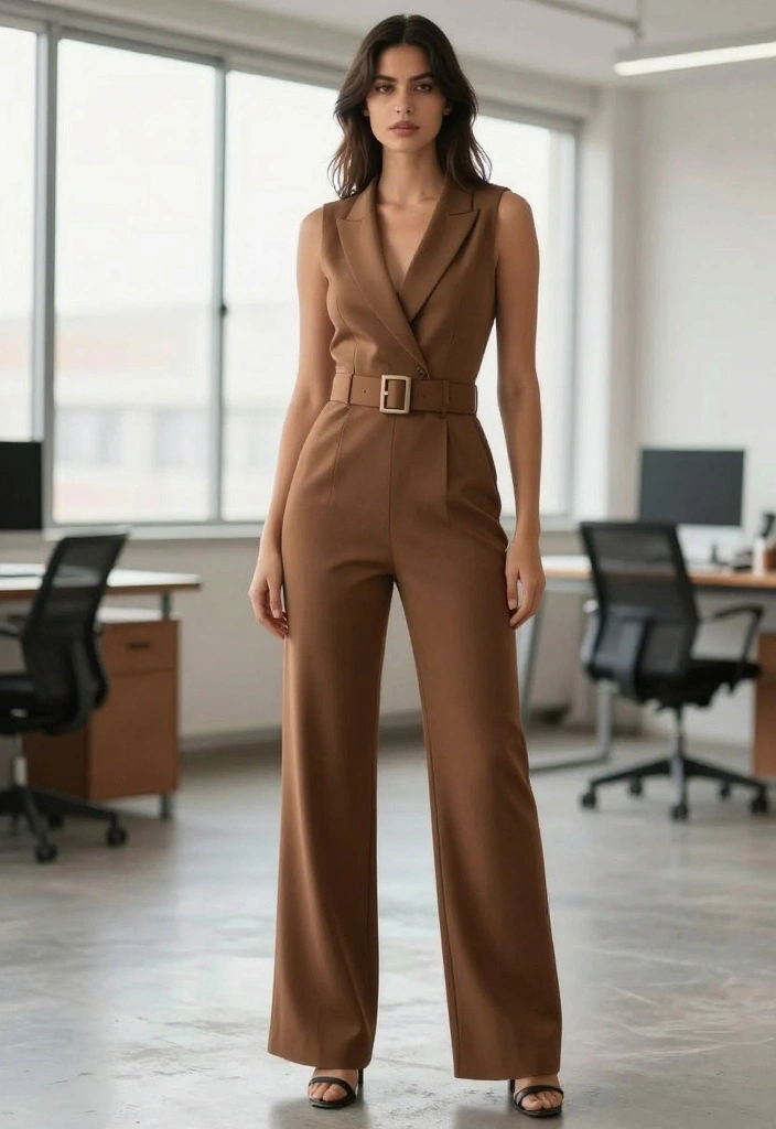 20 Trendy Spring Work Outfit Ideas for Women You Can't Miss! - 7. Jumpsuit with a Belt 1