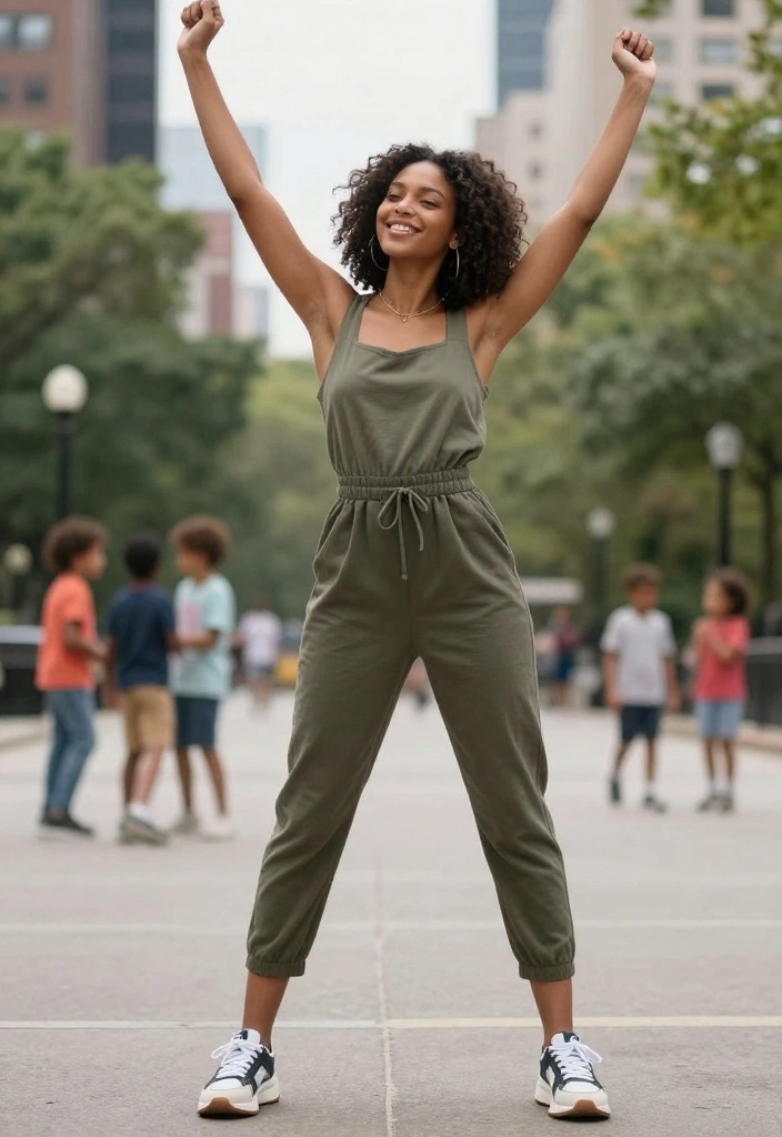 20 Weekend Comfy Casual Outfits for Women Everyone Will Adore (Wait Until You See #4!) - 8. Jumpsuit & Sneakers 1