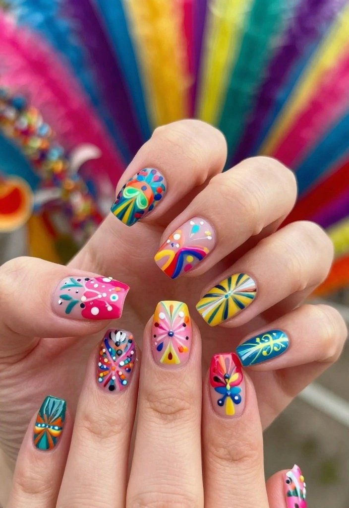 21 Chic Fashion Tips for Women Attending Festivals (Prepare to Shine!) - 14. Use Bright Nail Art 1