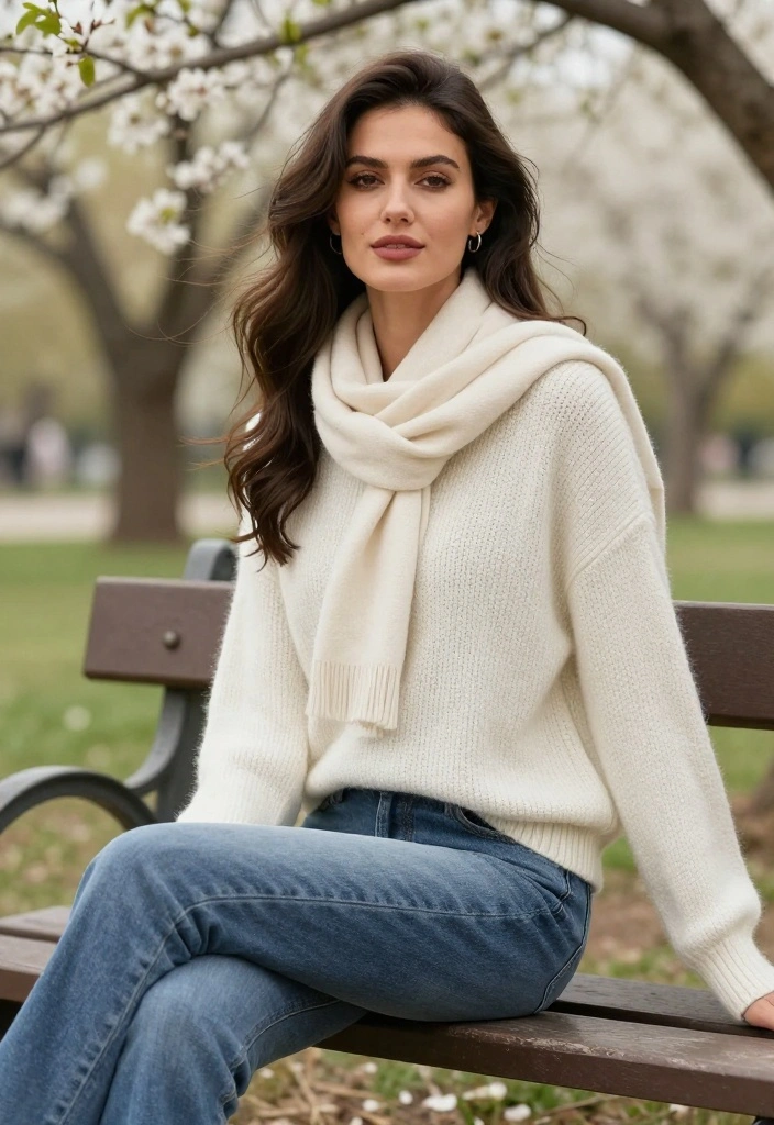 21 Effortlessly Chic Spring Outfit Ideas for Women (Get Ready to Turn Heads!) - 5. Lightweight Knit Sweater 1